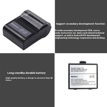 80HB5 USB+Bluetooth-compatible 80mm Thermal Label Printer Receipt Printing Tool for Apple / Android- US Plug