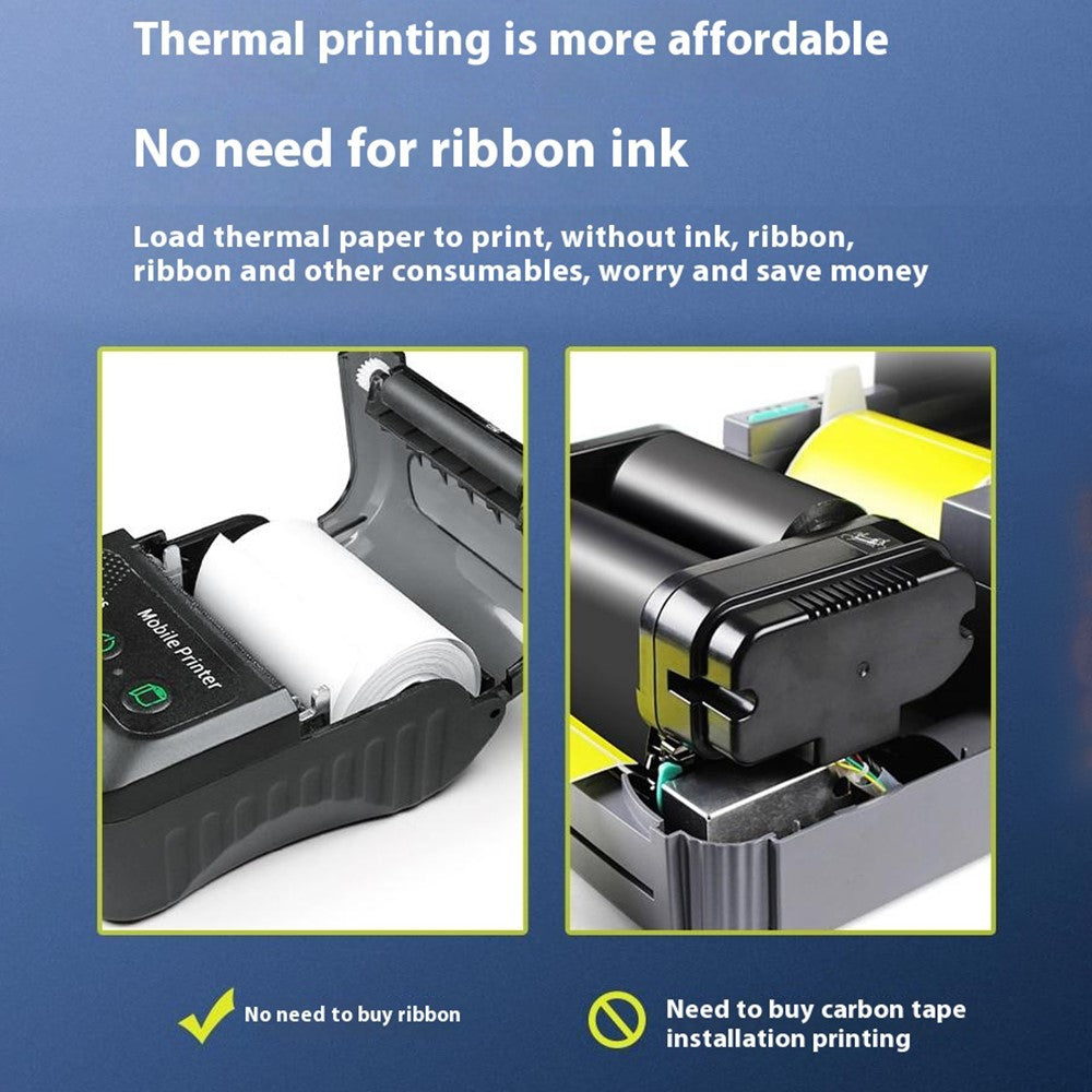 58BH2 USB+Bluetooth-compatible Thermal Label Printer Receipt Printing Tool with 58mm Width Printing Paper Roll