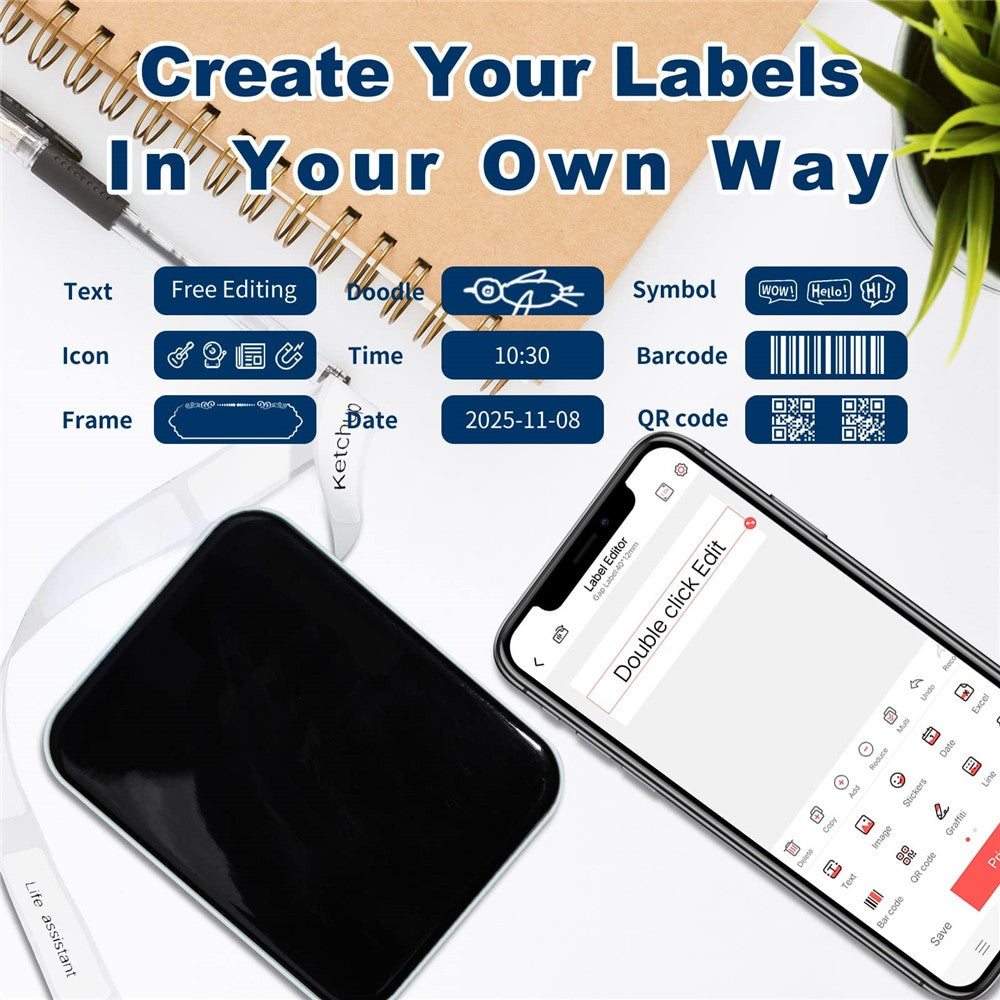 MARKLIFE P15 Inkless Label Maker Machine Mini Wireless Bluetooth-compatible Thermal Printer
