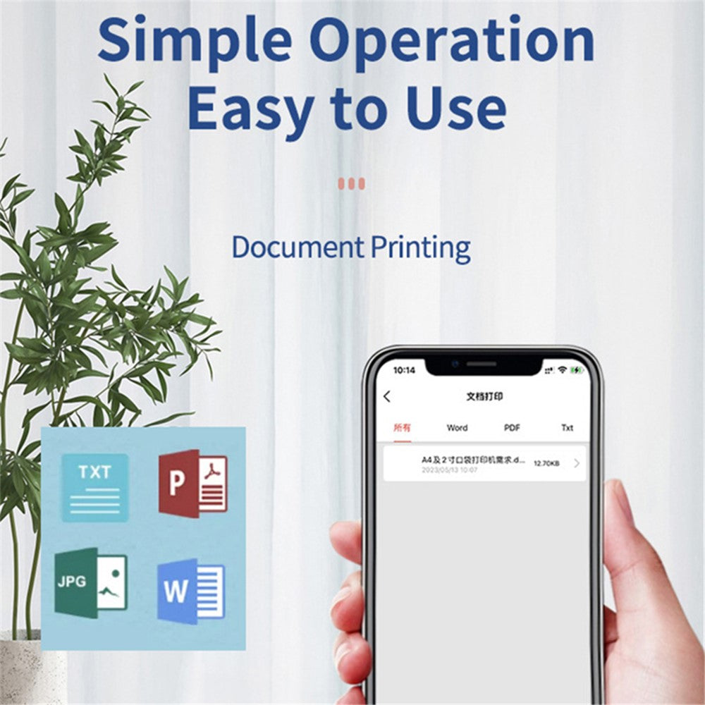 MARKLIFE D210 Mini Home Office Bluetooth-compatible Thermal Printer A4 Letter Paper Wireless Inkless Printer