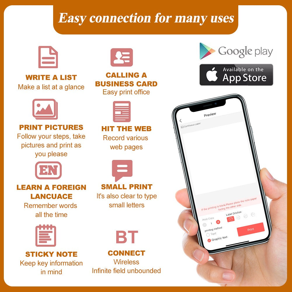 MARKLIFE S2 Bluetooth-compatible Thermal Label Printer Ink-Less Label Maker Machine for Small Business Home Office