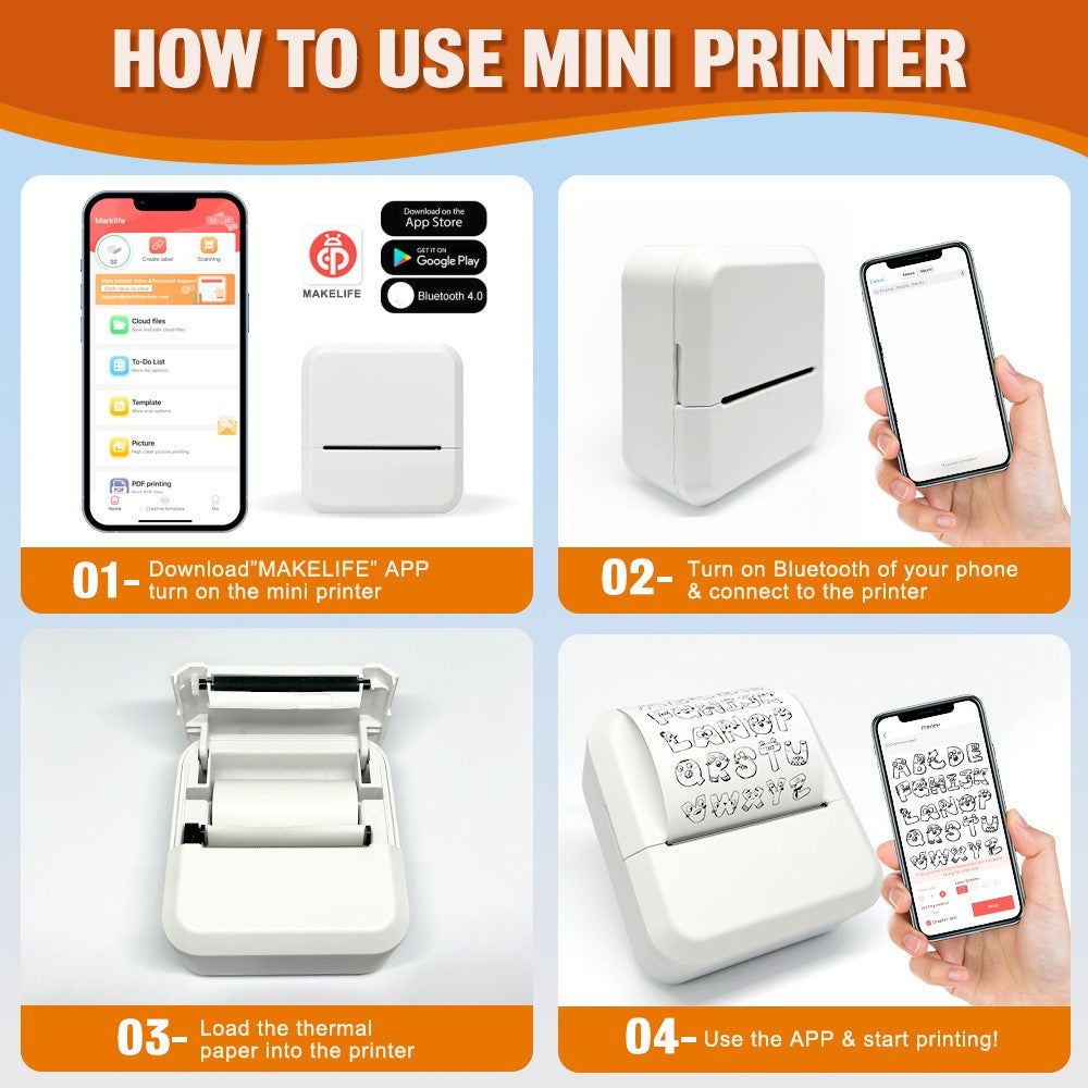 MARKLIFE S2 Bluetooth-compatible Thermal Label Printer Ink-Less Label Maker Machine for Small Business Home Office