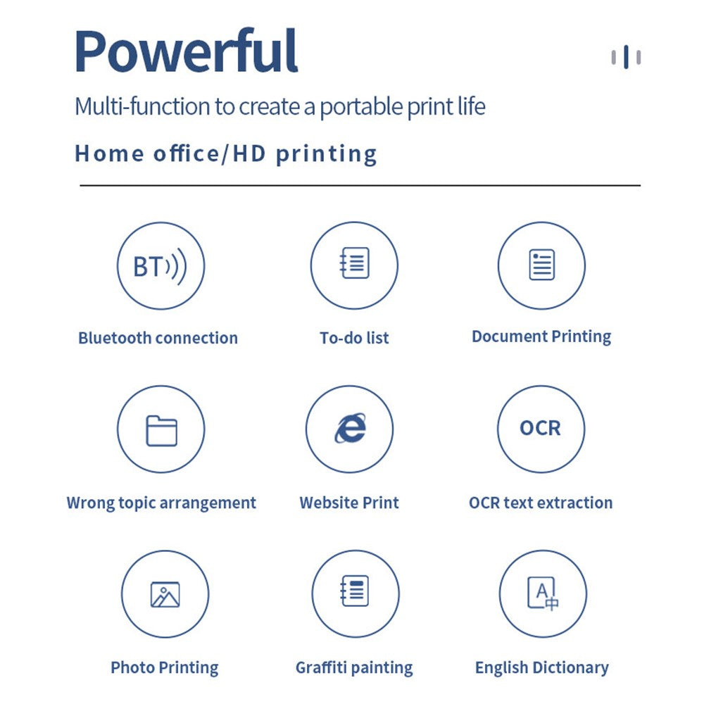 X9 Portable Bluetooth-compatible Thermal Printer 22mm / s Fast Speed 200dpi A4 Inkless Printing Machine