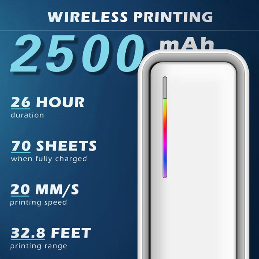 X9 Portable Bluetooth-compatible Thermal Printer 22mm / s Fast Speed 200dpi A4 Inkless Printing Machine