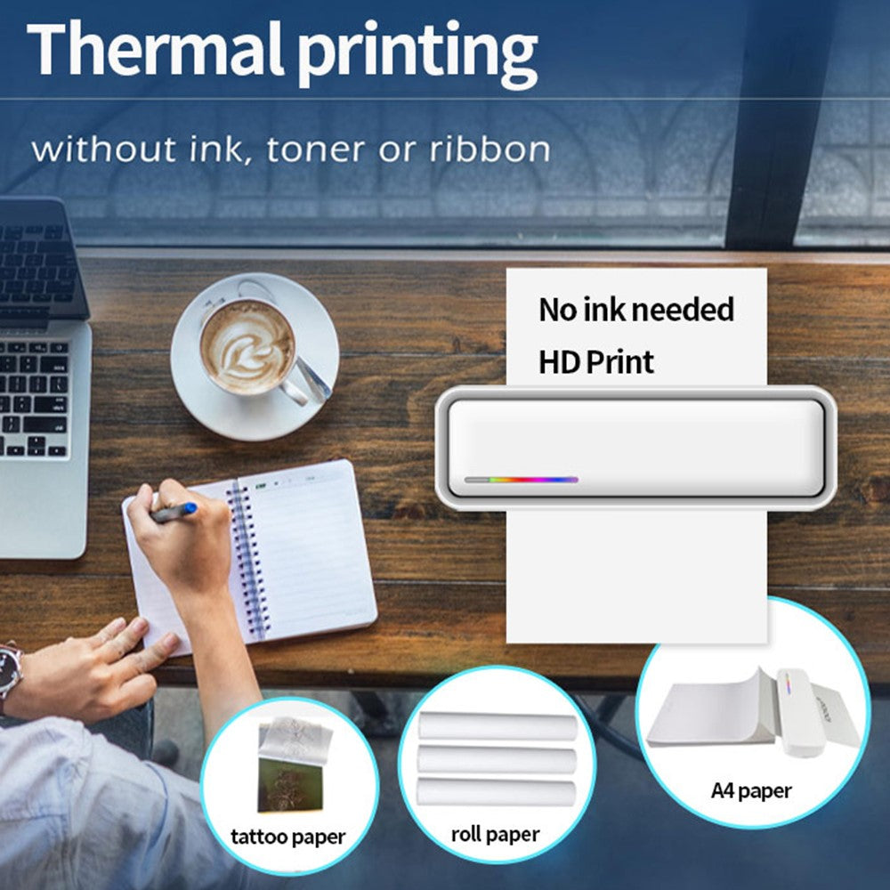 X9 Portable Bluetooth-compatible Thermal Printer 22mm / s Fast Speed 200dpi A4 Inkless Printing Machine