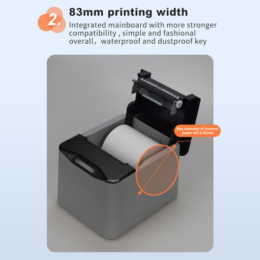 ZJ-8370 80mm Thermal Receipt Printer USB LAN Interface Restaurant Kitchen Printer with Auto Cutter