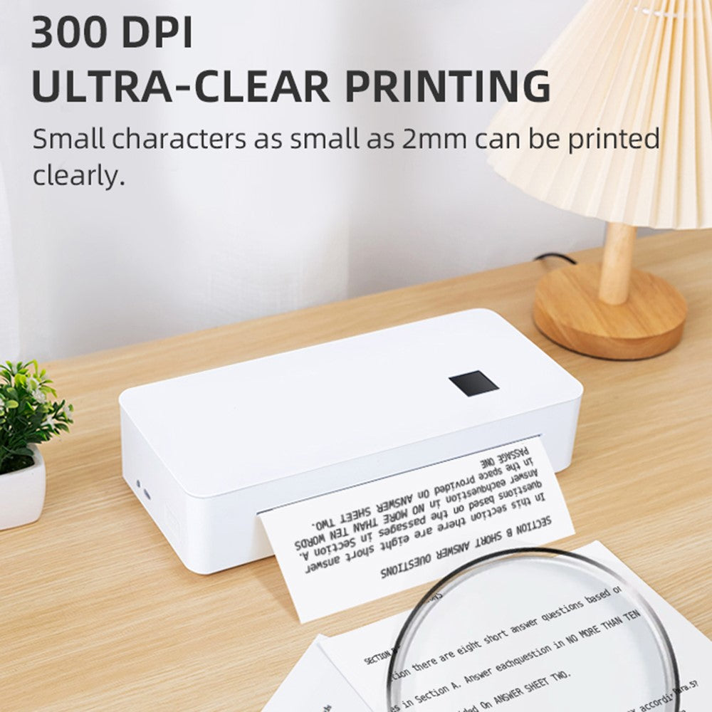 A4LE A4 Portable Thermal Printer USB Bluetooth-compatible Travel Wireless Inkless Printer