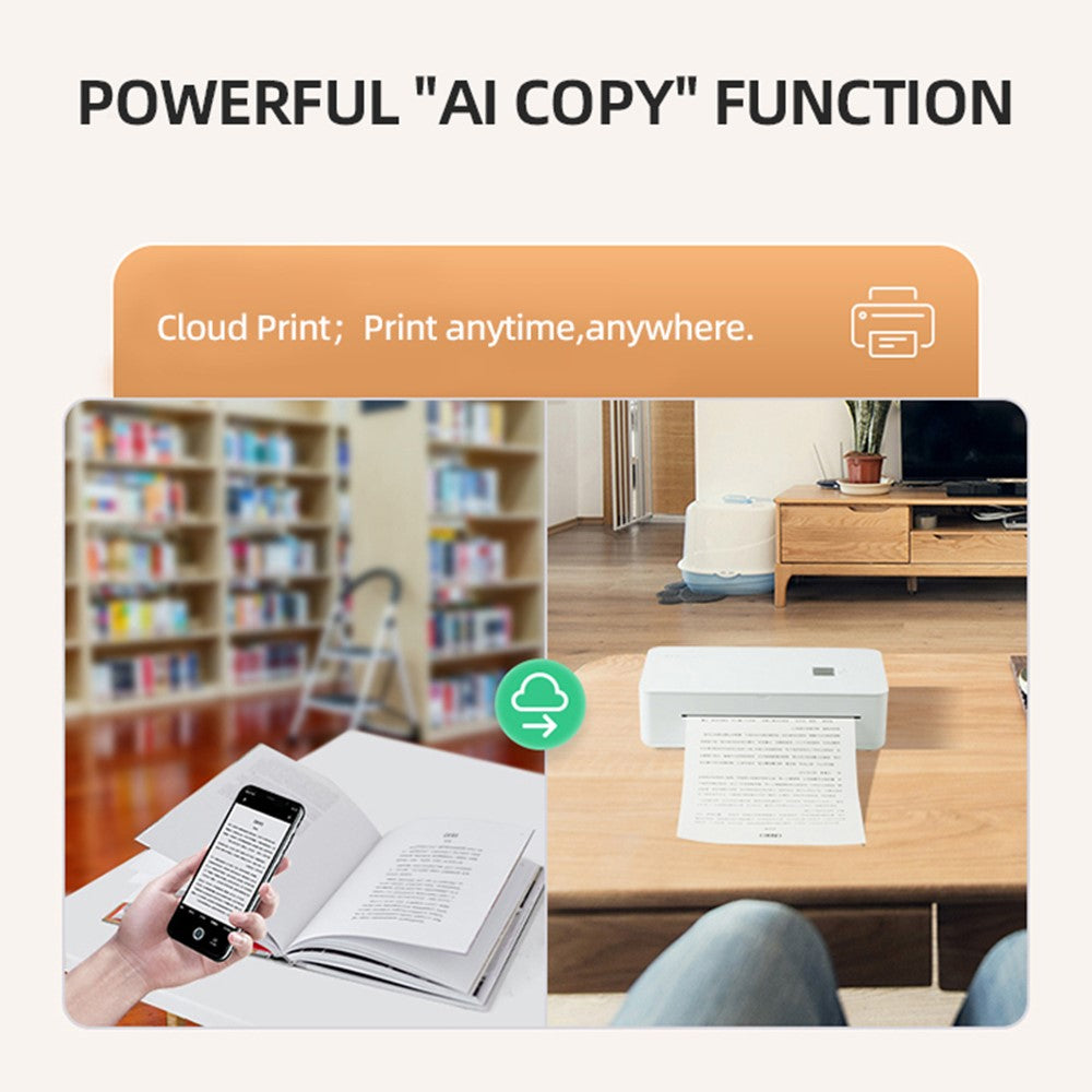 A4LE A4 Portable Thermal Printer USB Bluetooth-compatible Travel Wireless Inkless Printer