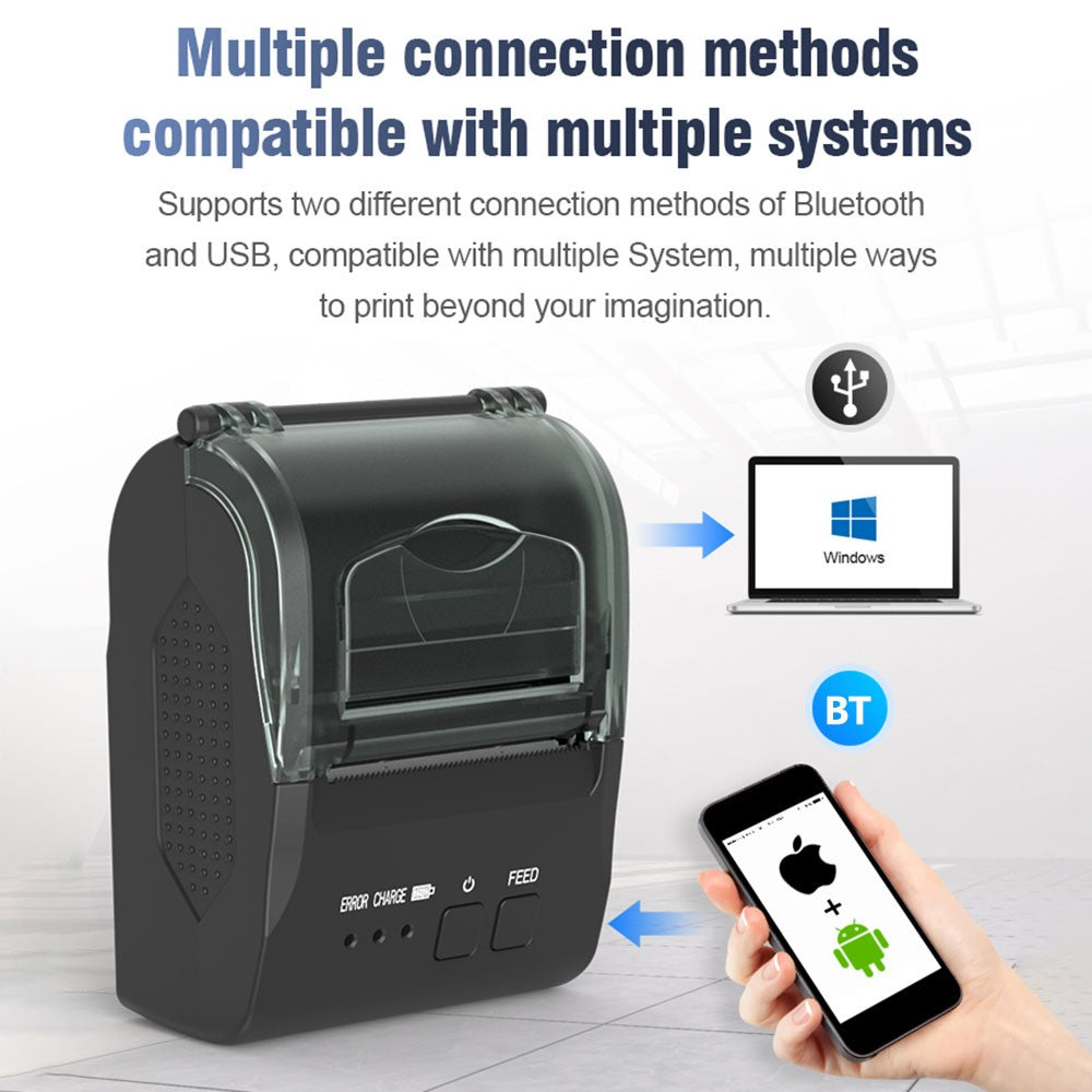 ZJ-5810 58mm Handheld Thermal Receipt Printer USB Bluetooth-compatible Portable Printer
