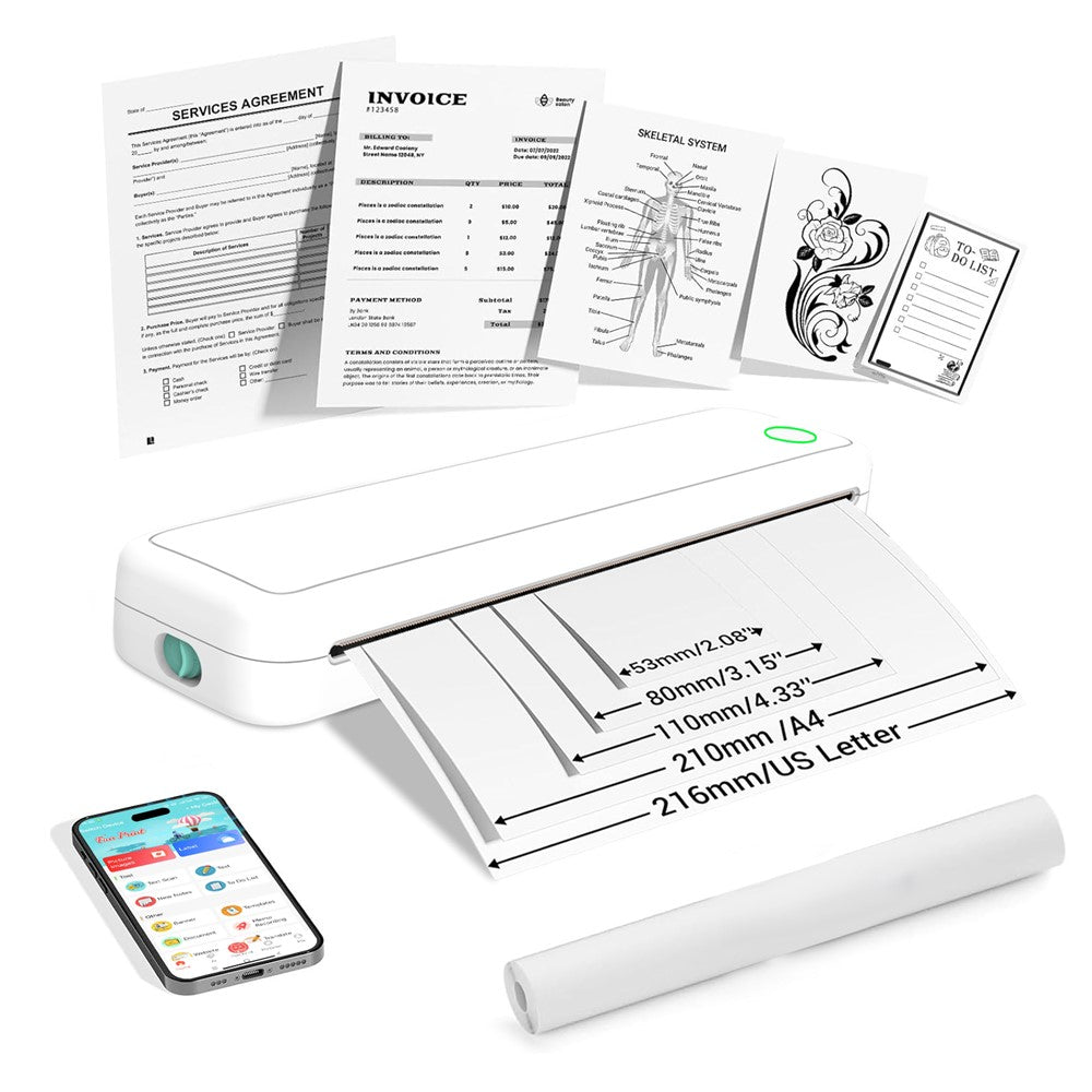 M15 Portable A4 Printer Pocket Size 203 DPI Inkless Bluetooth-Compatible Thermal Printing Machine