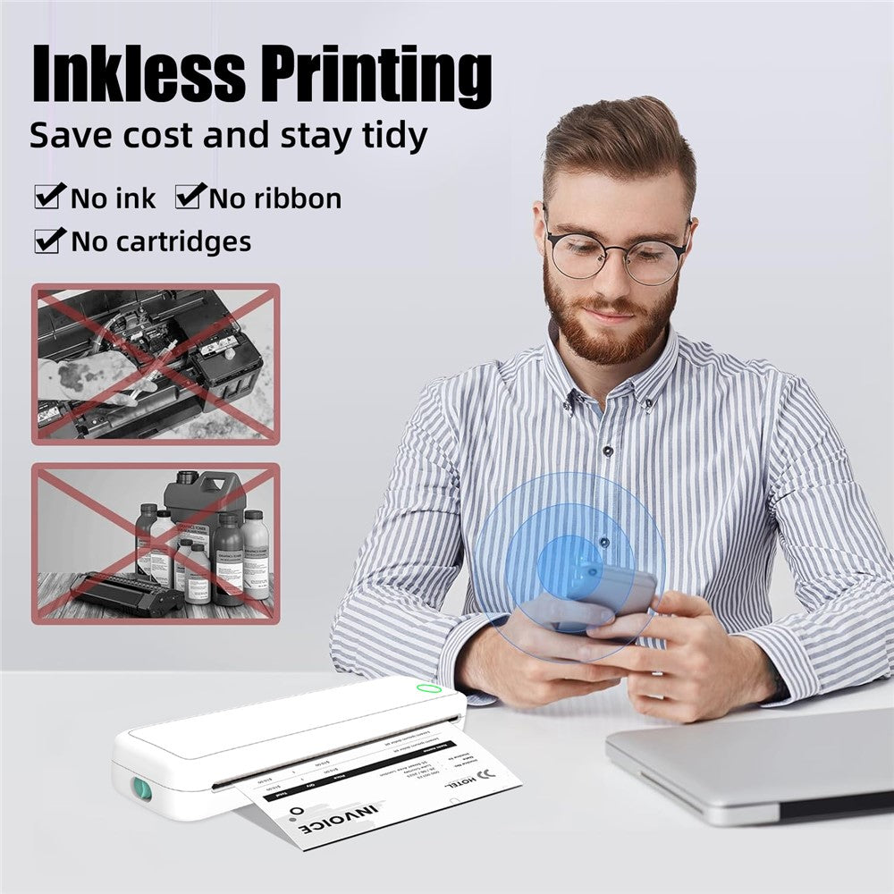M15 Portable A4 Printer Pocket Size 203 DPI Inkless Bluetooth-Compatible Thermal Printing Machine