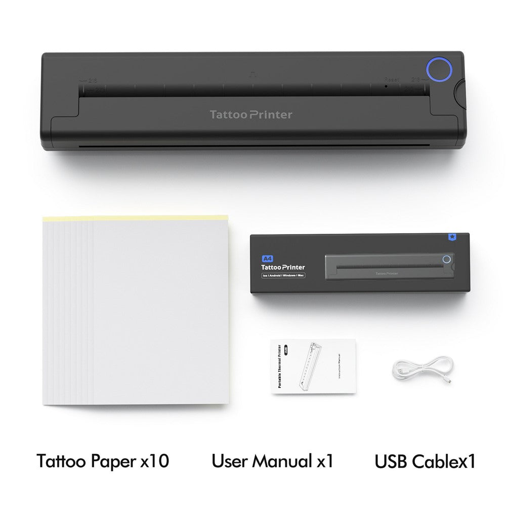 A46 Portable Mini Printer Wireless BT Thermal Tattoo Printer Machine with 10Pcs Paper