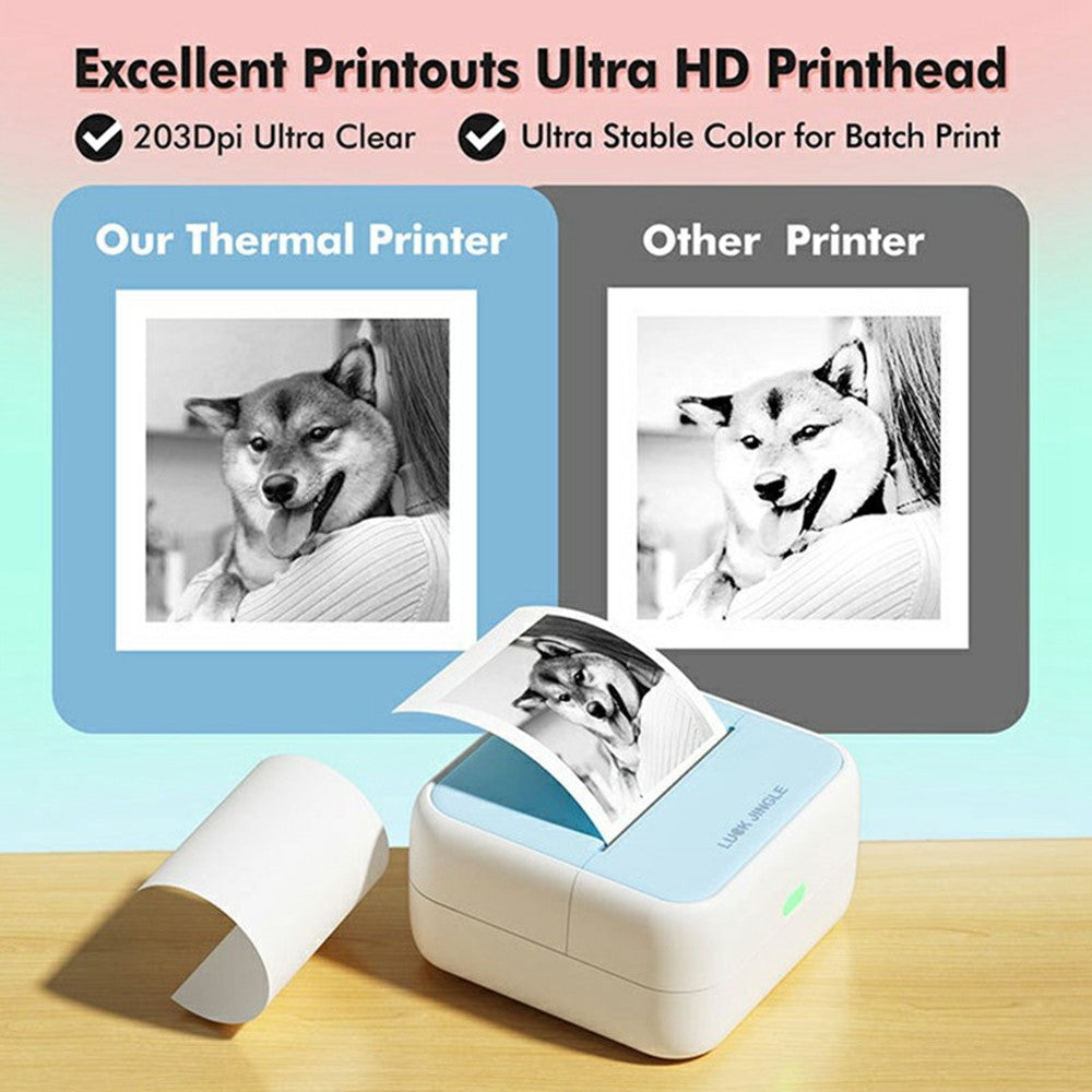 S1 Portable BT Thermal Label Printer for Barcode / Sticker / Tag / Receipt Mini Printer with 5 Rolls Included
