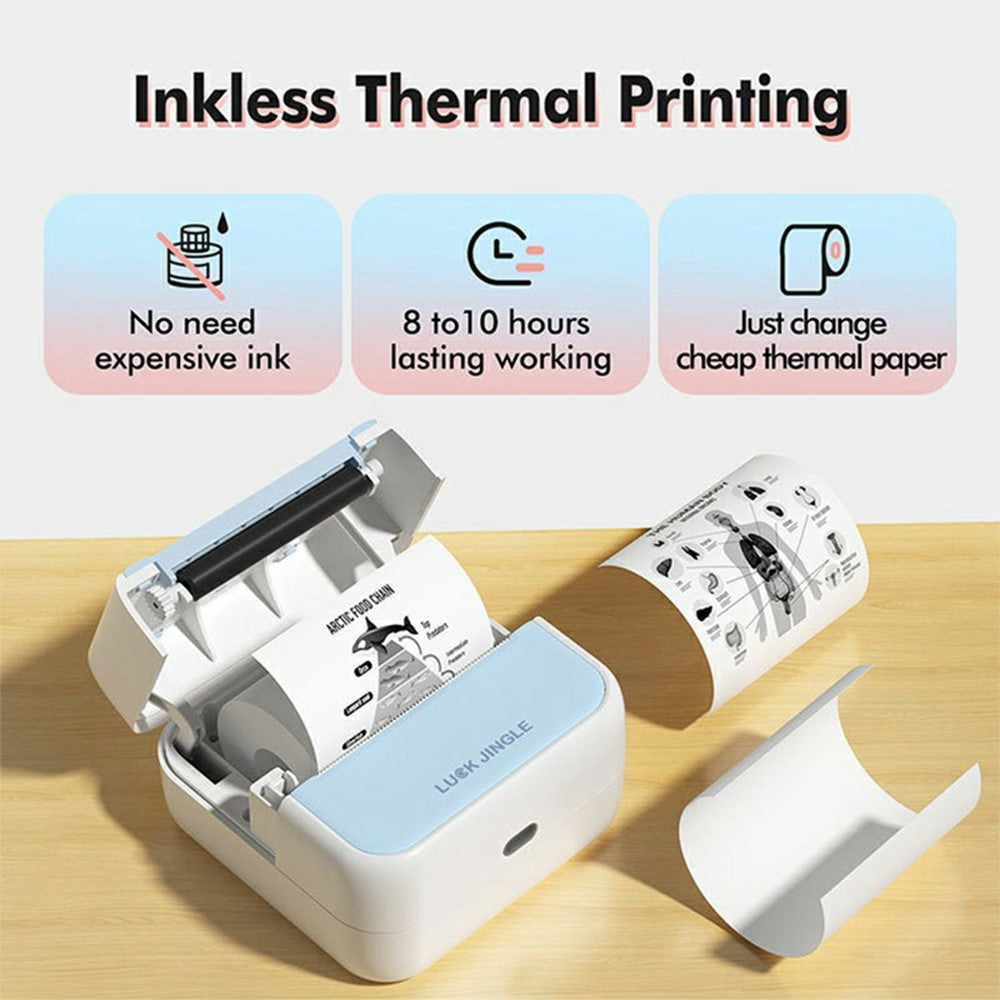S1 Portable BT Thermal Label Printer for Barcode / Sticker / Tag / Receipt Mini Printer with 5 Rolls Included