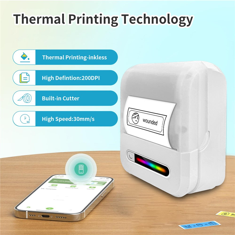 U1 200DPI Mini Portable Thermal Label Printer for Office Home Inkless Adhesive Sticker Printing Machine