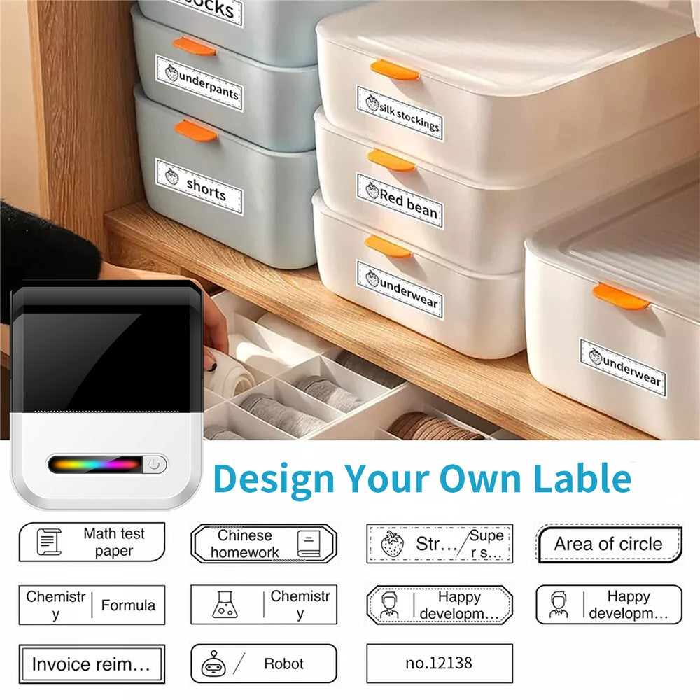 U1 200DPI Mini Portable Thermal Label Printer for Office Home Inkless Adhesive Sticker Printing Machine