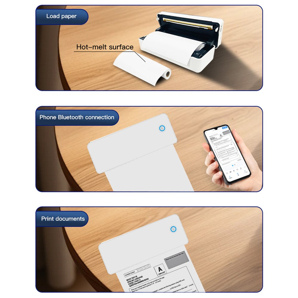 A4 Thermal Printer Wireless Bluetooth-compatible Portable Printing Machine for Windows  /  iOS  /  Android