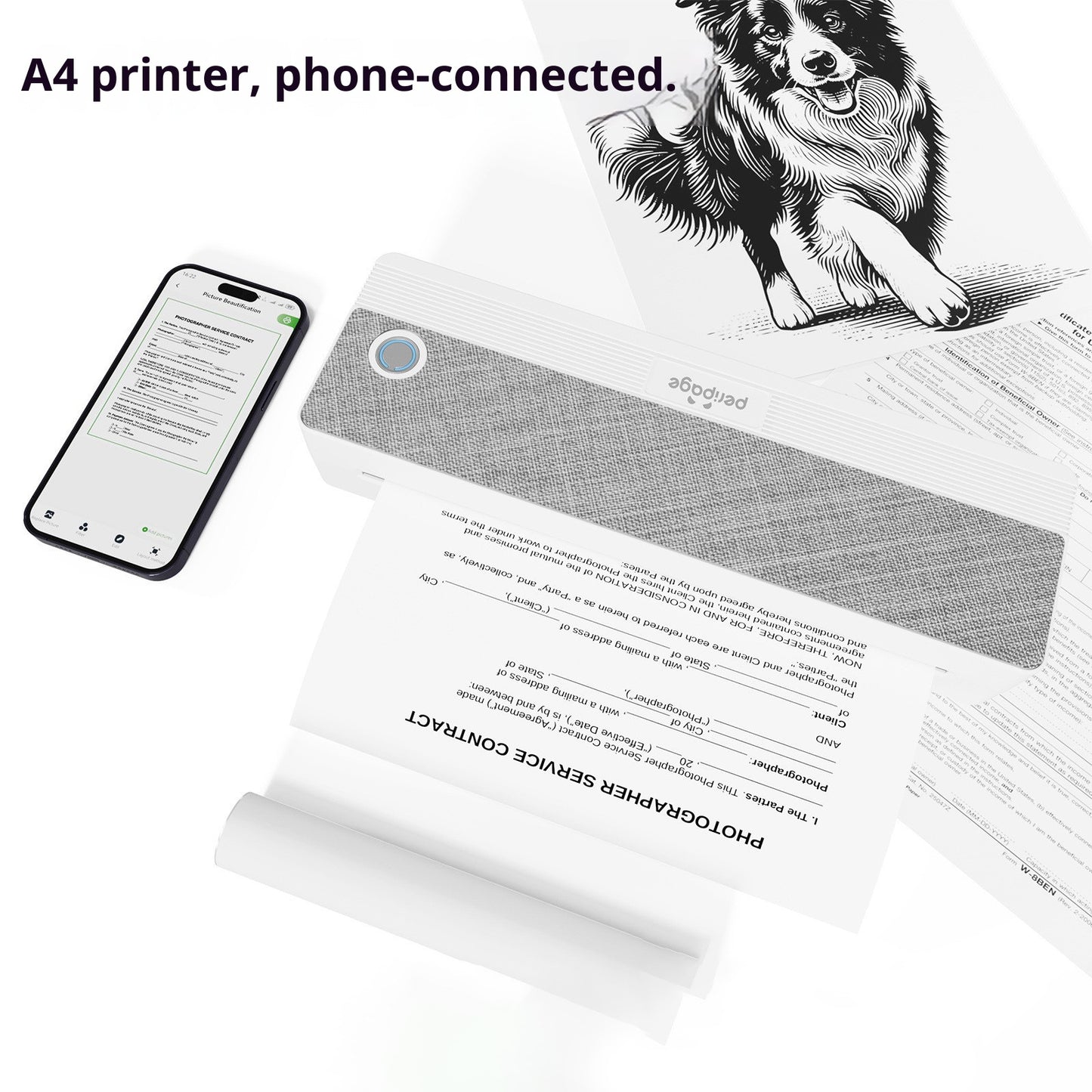 PERIPAGE P81 A4 Inkless Thermal Printer 203DPI Wireless Bluetooth-compatible Portable Mobile Printer