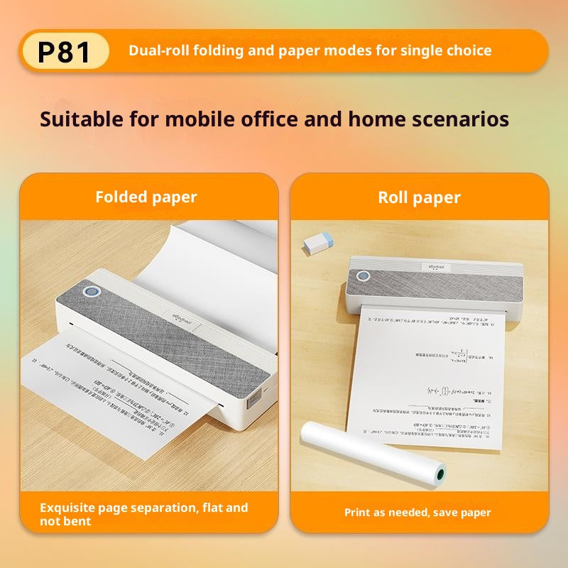 PERIPAGE P81 A4 Inkless Thermal Printer 203DPI Wireless Bluetooth-compatible Portable Mobile Printer