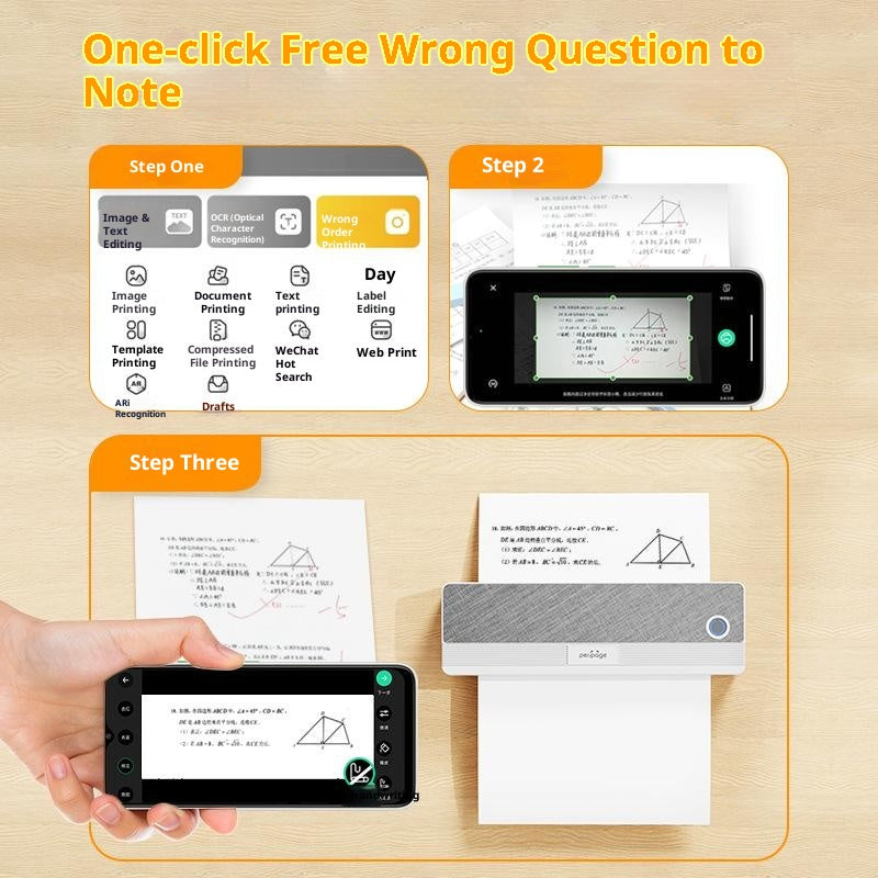 PERIPAGE P81 A4 Inkless Thermal Printer 203DPI Wireless Bluetooth-compatible Portable Mobile Printer