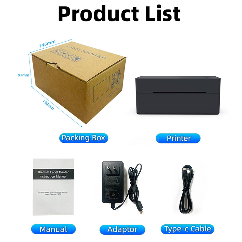 ZJ-9260 110mm Paperless Label Printer 160mm / s 203DPI Direct Thermal Label Printer with USB Port and Stand