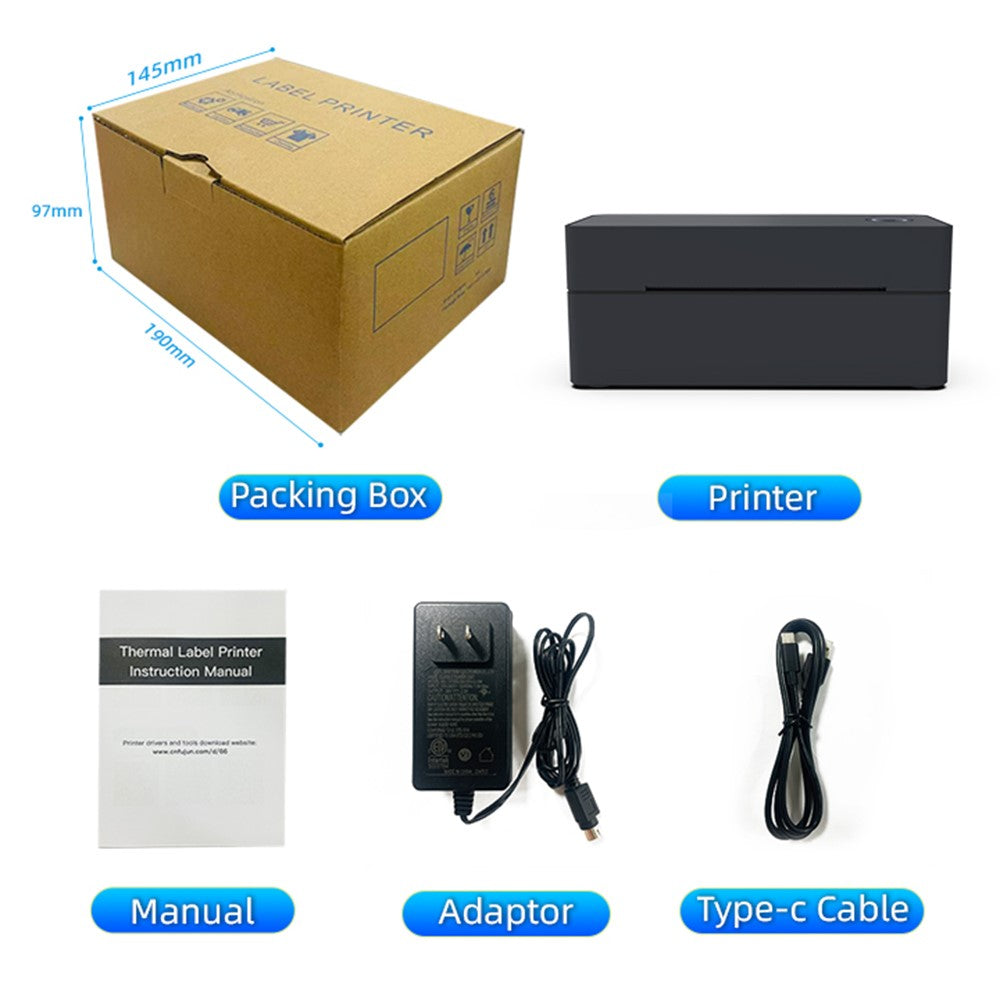 ZJ-9260 110mm Paperless Label Printer Bluetooth-Compatible 160mm / s 203DPI Direct Thermal Printer with USB Port and Stand