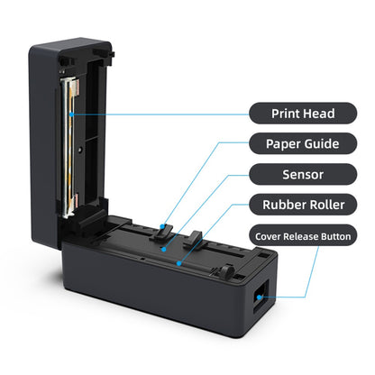 ZJ-9260 110mm Paperless Label Printer Bluetooth-Compatible 160mm / s 203DPI Direct Thermal Printer with USB Port and Stand