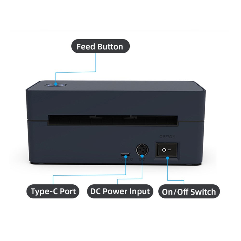ZJ-9260 110mm Paperless Label Printer Bluetooth-Compatible 160mm / s 203DPI Direct Thermal Printer with USB Port and Stand