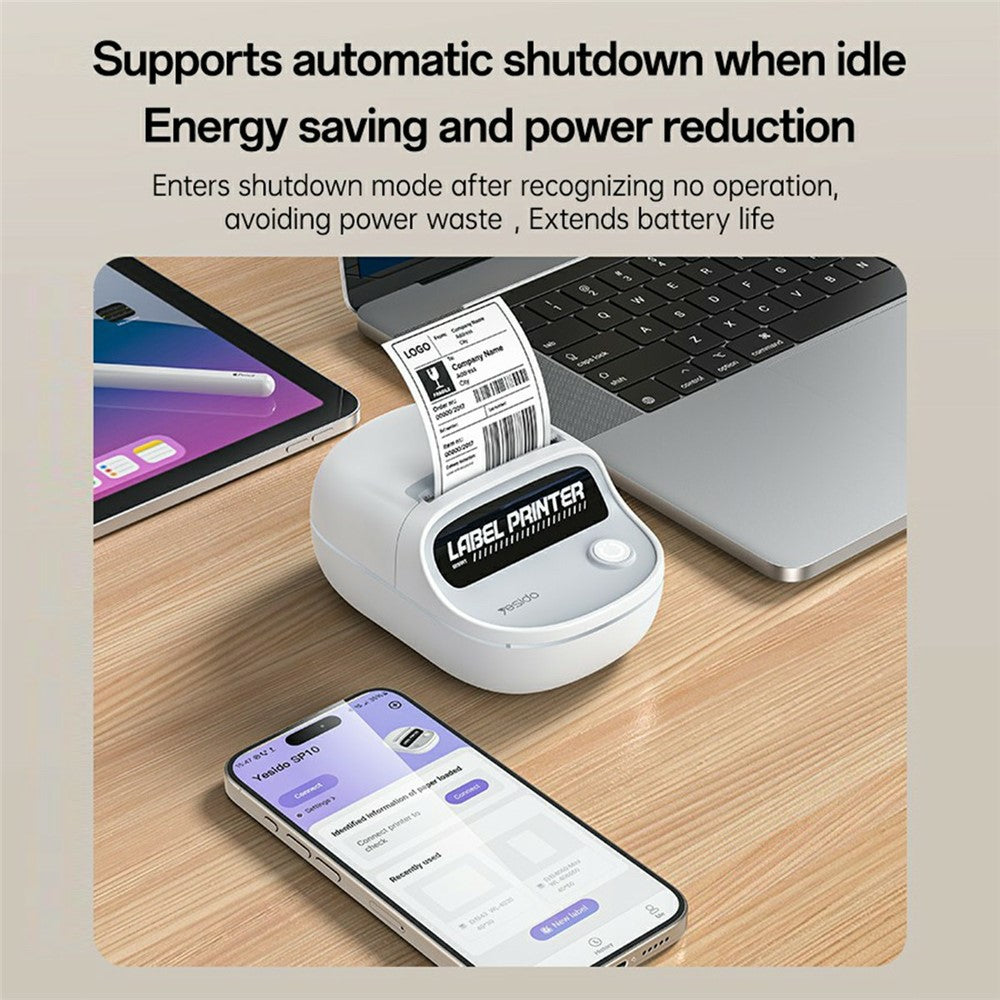 YESIDO SP10 Portable Thermal Label Printer Wireless High Resolution 203 DPI Mini Printer
