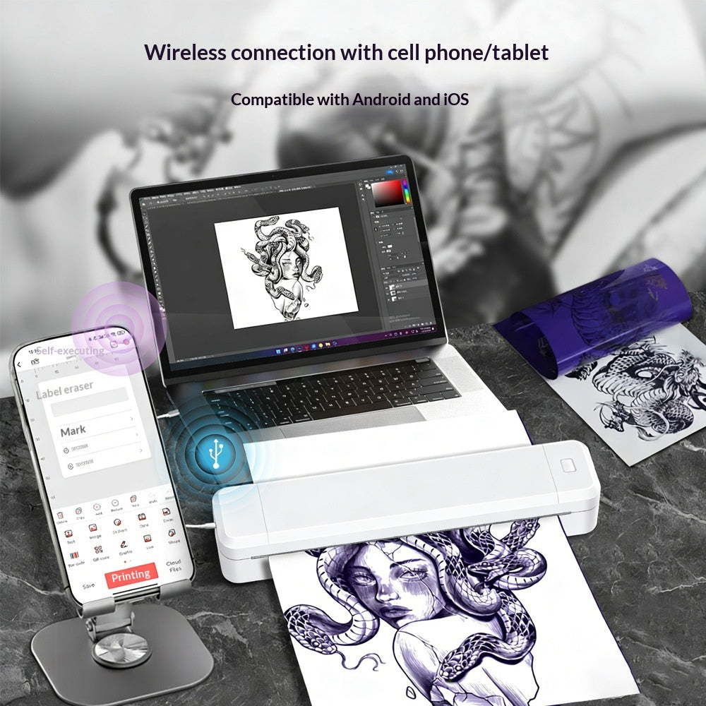 MARKLIFE X8T AI Tattoo Printer Thermal Tattoo Transfer Printer Bluetooth-compatible A4 Printing Machine for Tattoo Beginner