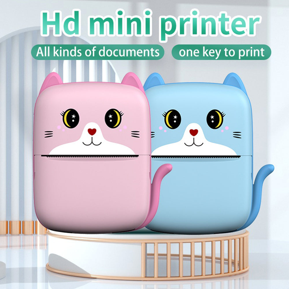 A8E Cartoon Cat Design Mini Thermal Printer Bluetooth-compatible Portable Wireless Printer for Photo Text