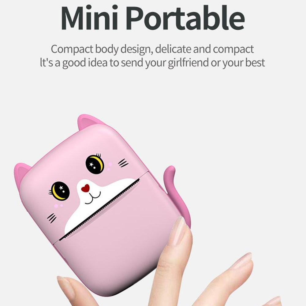 A8E Cartoon Cat Design Mini Thermal Printer Bluetooth-compatible Portable Wireless Printer for Photo Text