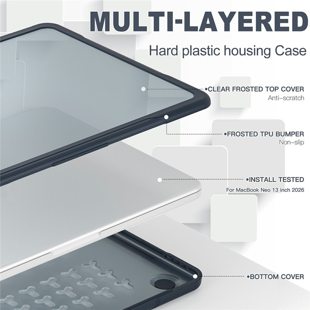 For MacBook Neo 13 inch (2026) Case 3-Layer Structure PC + TPU Shockproof Anti-scratch Laptop Protective Cover