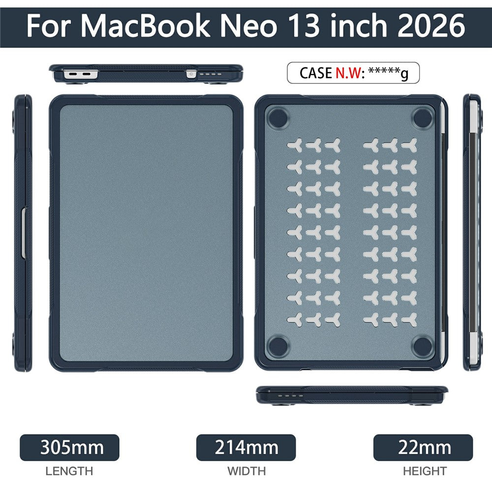 For MacBook Neo 13 inch (2026) Case 3-Layer Structure PC + TPU Shockproof Anti-scratch Laptop Protective Cover