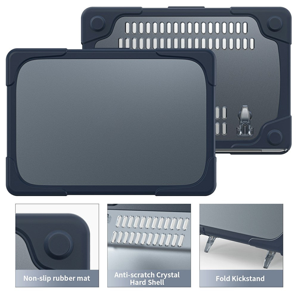 For MacBook Neo 13 inch (2026) Dual-Color Case PC TPU Hybrid Shell with Kickstand Anti-scratch Laptop Cover