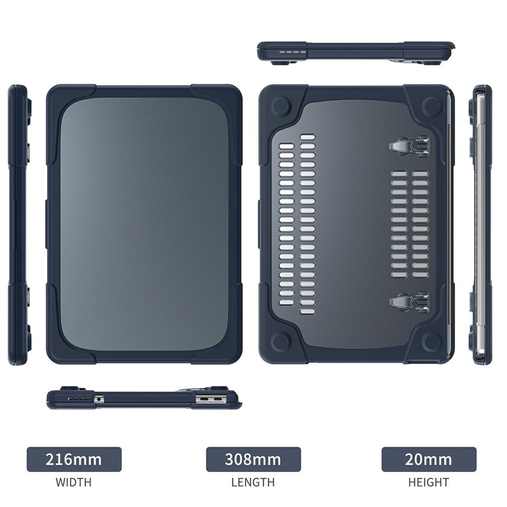 For MacBook Neo 13 inch (2026) Dual-Color Case PC TPU Hybrid Shell with Kickstand Anti-scratch Laptop Cover