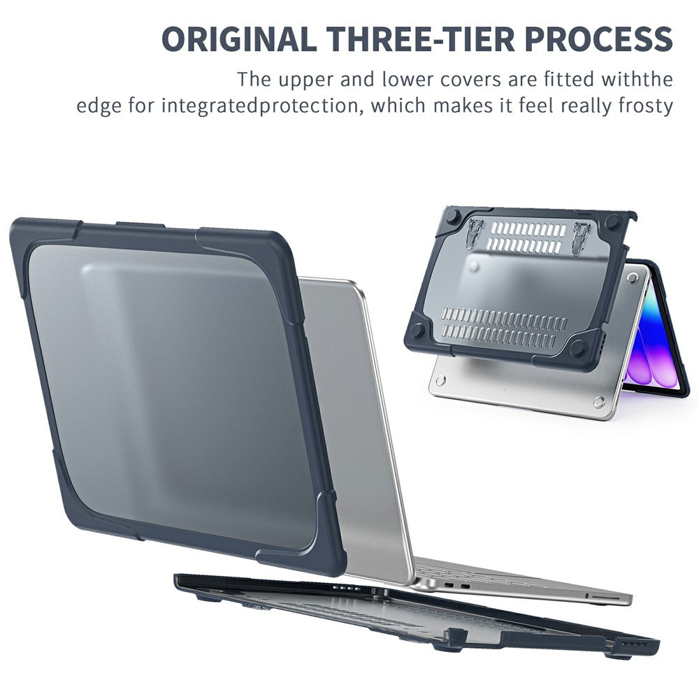 For MacBook Neo 13 inch (2026) Dual-Color Case PC TPU Hybrid Shell with Kickstand Anti-scratch Laptop Cover
