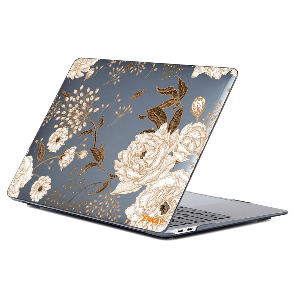 ENKAY HAT PRINCE For MacBook Air 13 inch (2018-2019) A1932/(2020) A2179 A2337 Flower Pattern Laptop Protective Case Transparent Hard PC Notebook Cover