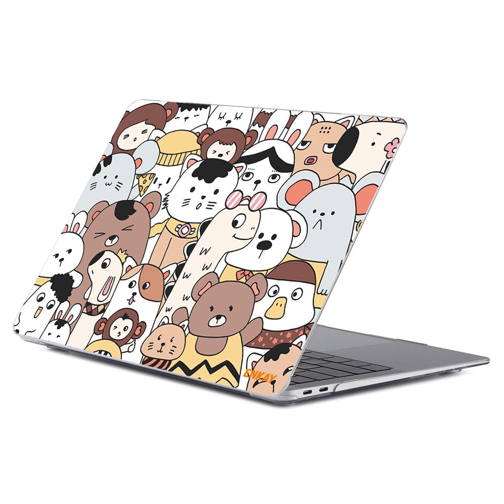 ENKAY HAT PRINCE for MacBook Air 13 inch (2018-2019) A1932/(2020) A2179/(2020) A2337 Cute Animals Series Transparent Patterned Hard PC Laptop/Notebook Protective Case