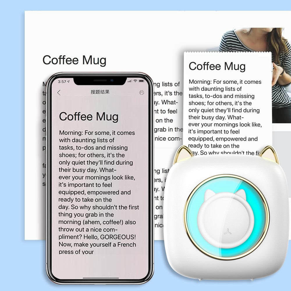 C23 Cute Mini Portable Printer Thermal 200DPI HD Printer with Colorful Light for Students