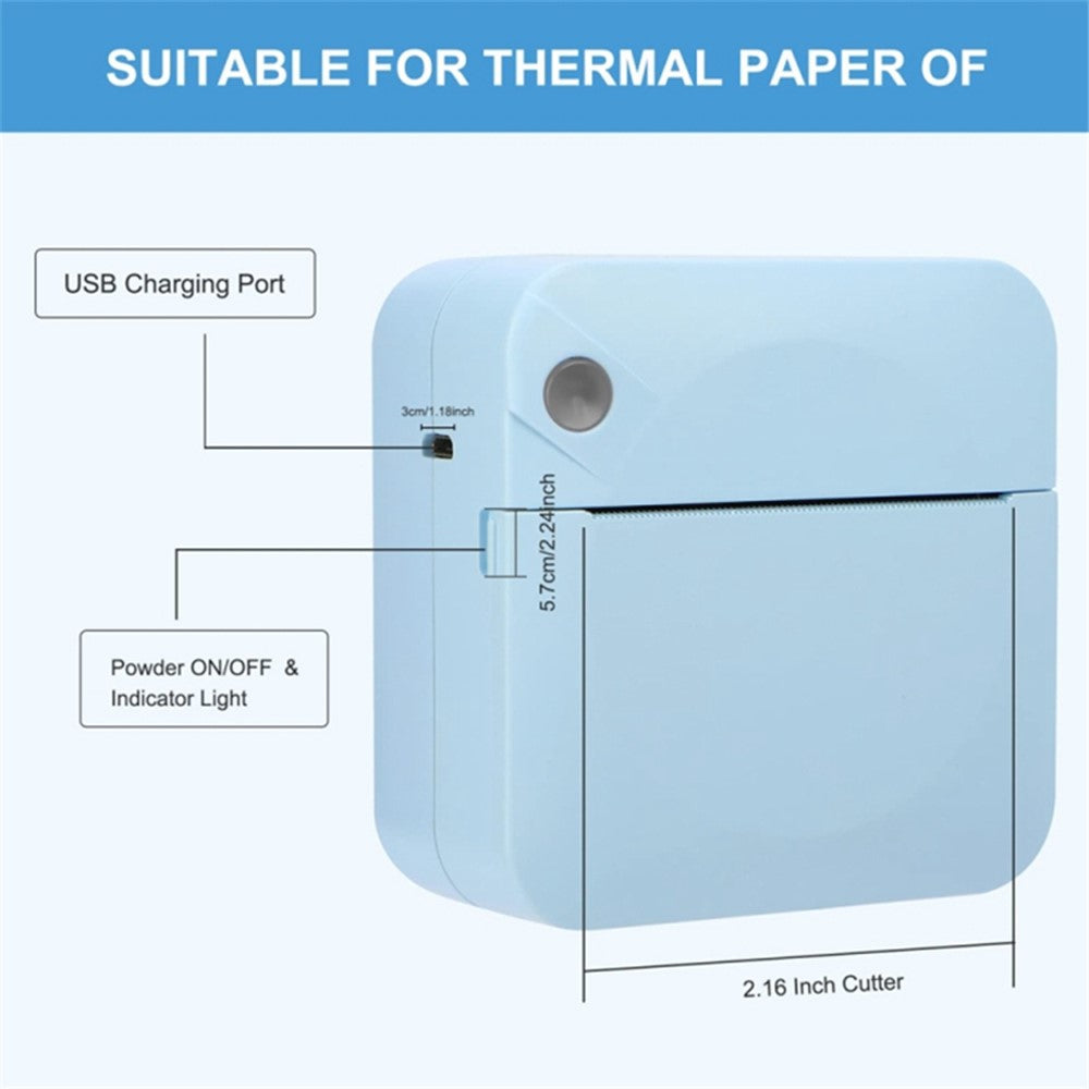 C17 Portable Mini Printer Pocket Bluetooth-compatible Thermal Printer Inkless Printing Gift for Label Receipt Photo Notes Study