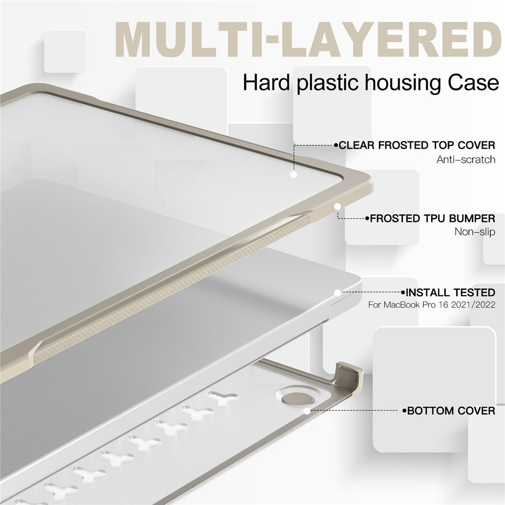 For MacBook Pro 16 inch (2026) A3429 A3428 / (2025) A3186 A3403 / (2024) A2991 / (2023) A2780 / (2021) A2485 PC+TPU Laptop Cover Anti-Drop Shockproof Case