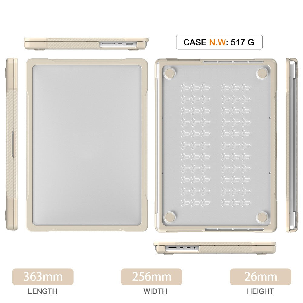 For MacBook Pro 16 inch (2026) A3429 A3428 / (2025) A3186 A3403 / (2024) A2991 / (2023) A2780 / (2021) A2485 PC+TPU Laptop Cover Anti-Drop Shockproof Case