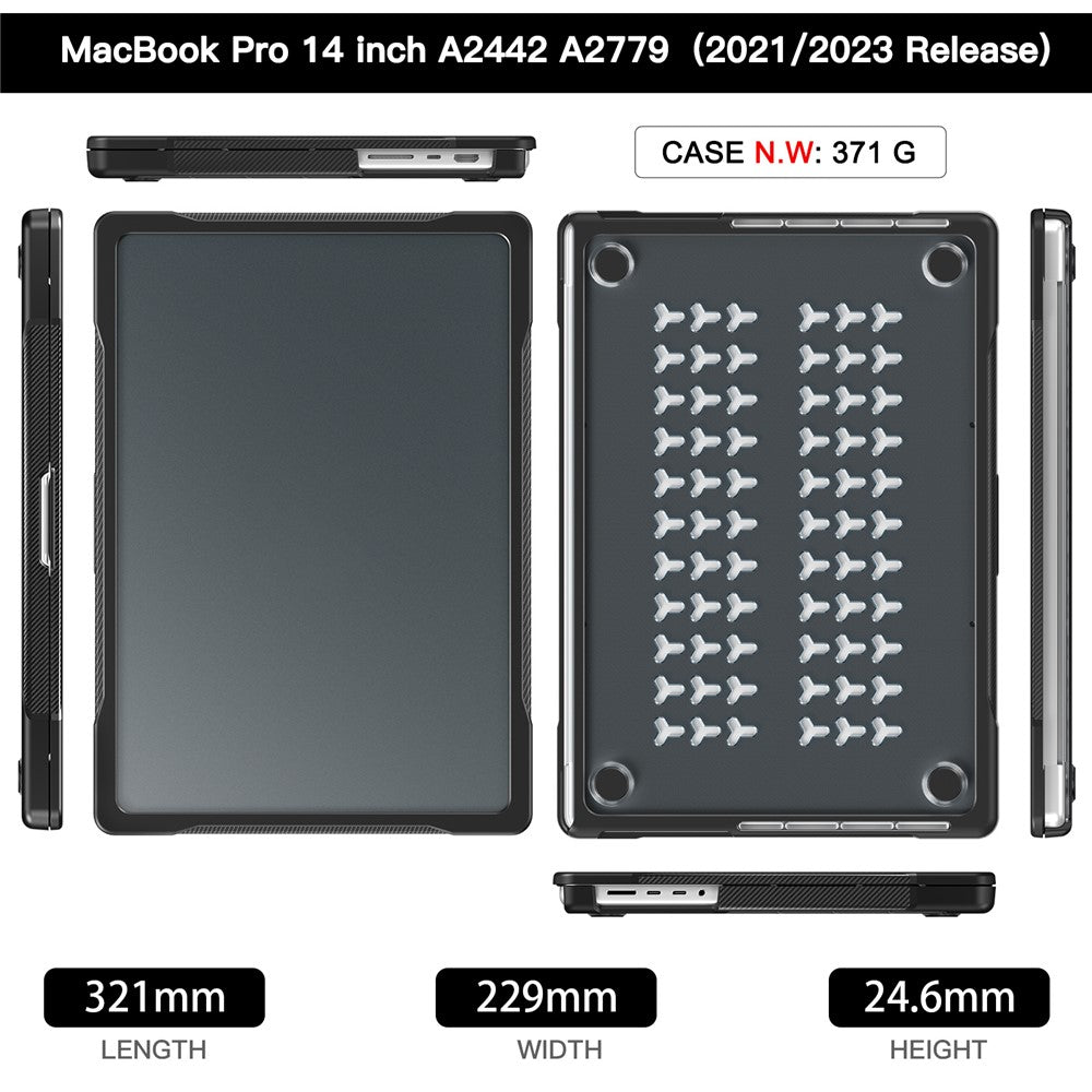 For MacBook Pro 14 inch (2026) A3427 A3426 / (2025) A3434 A3112 A3185 A3401 / (2024) A2918 A2992 / (2023) A2779 / (2022) / (2021) A2442 Case PC+TPU Anti-Cracking Protective Cover