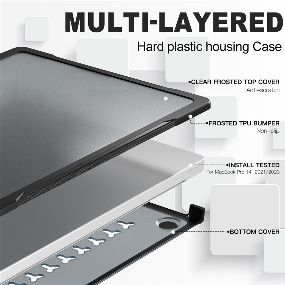 For MacBook Pro 14 inch (2026) A3427 A3426 / (2025) A3434 A3112 A3185 A3401 / (2024) A2918 A2992 / (2023) A2779 / (2022) / (2021) A2442 Case PC+TPU Anti-Cracking Protective Cover