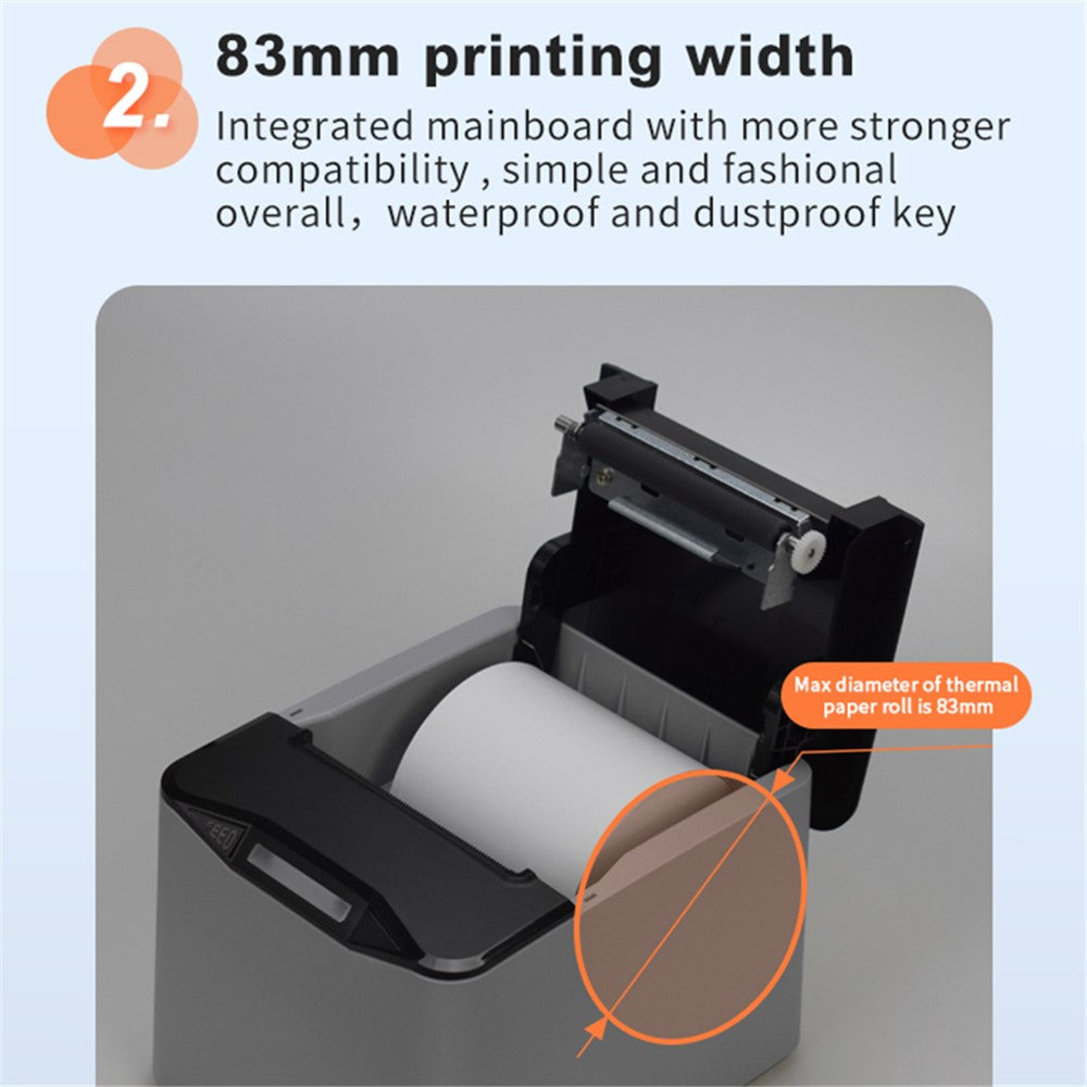 ZJ-8370 83mm Receipt Printer USB+LAN+Bluetooth-compatible High-Speed Mini Ticket Invoice Bill Printer