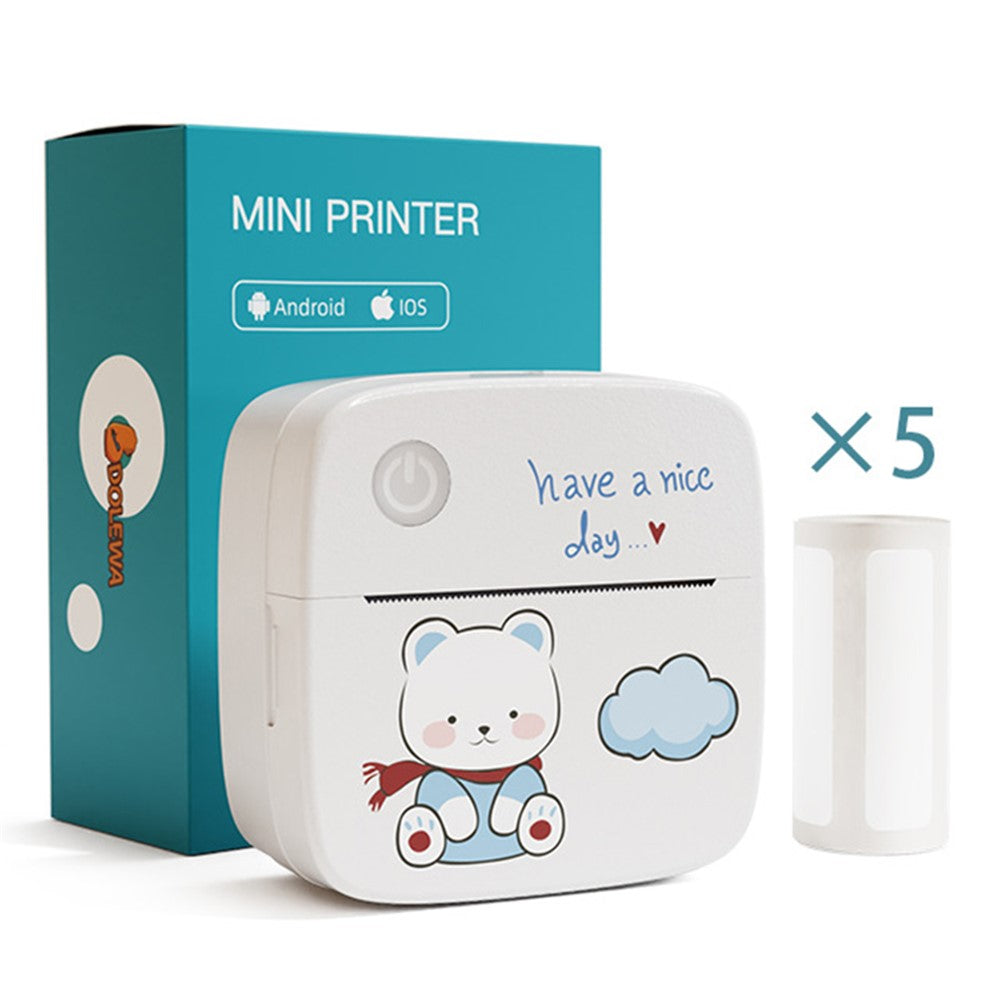 LX-D2 Mini Printer Bluetooth-compatible Connection with English Labels+5 Rolls 15mm Paper