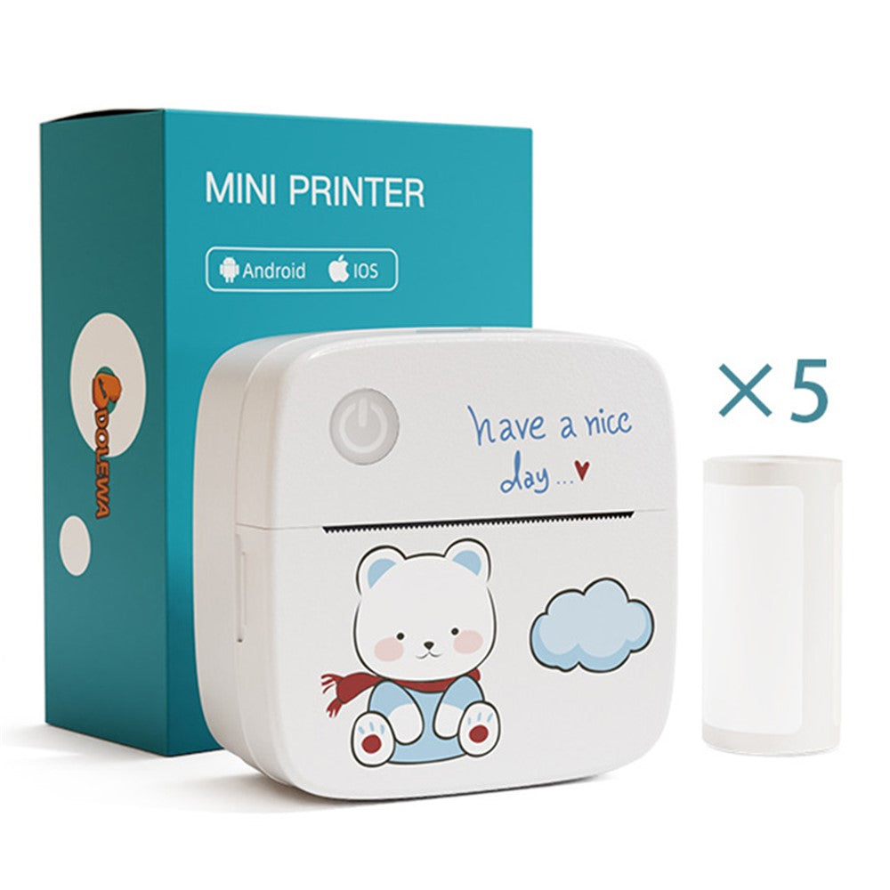 LX-D2 Bluetooth-compatible Photo Picture Smart Mini Printer with English Labels+5 Rolls 30mm Paper