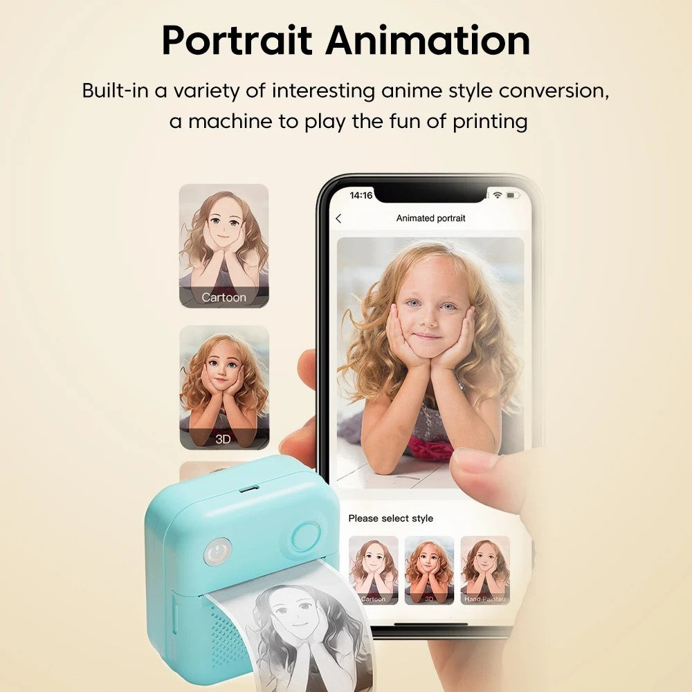 D3 Wireless Portable Printer with Printing Paper for Photos, Labels, Notes