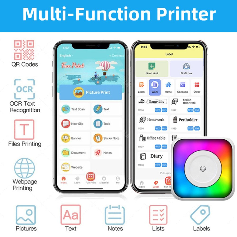 C31 Portable Wireless Bluetooth-compatible Thermal Label Photo Printer with Printing Papers